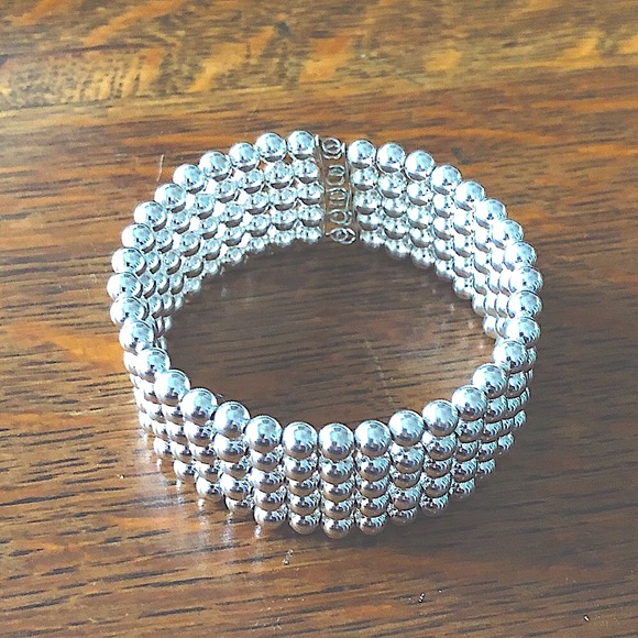 $157 Estate Sterling Bead Cuff Bracelet 23.8 grams Marked AIL 925 - Picture 2 of 5
